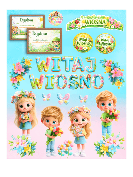 🌸 PASTELOWA DEKORACJA „WITAJ WIOSNO” – MEGA PAKIET 🌸