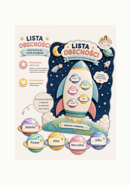 🚀 LISTA OBECNOŚCI – KOSMICZNA PRZYGODA! 🌍✨