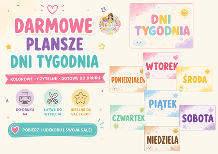 DARMOWE PLANSZE – DNI TYGODNIA